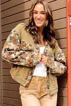 Load image into Gallery viewer, Khaki Waffle Knit Floral Print Patchwork Button up Jacket | Arrow Boutique | | Arrow Women&#39;s Boutique