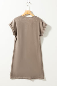 Light French Beige Center Seam Rolled Cuffs T-shirt Dress | Arrow Boutique | | Arrow Women's Boutique