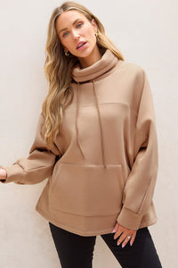 Light French Beige Drawstring Turtleneck Dolman Sleeve Sweatshirt | Arrow Boutique | | Arrow Women's Boutique