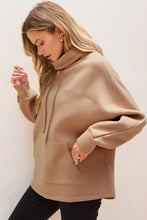 Load image into Gallery viewer, Light French Beige Drawstring Turtleneck Dolman Sleeve Sweatshirt | Arrow Boutique | | Arrow Women&#39;s Boutique