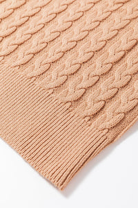 Light French Beige Solid Color Cable Knit High Neck Tank Top | Arrow Boutique | | Arrow Women's Boutique