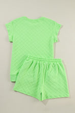 Load image into Gallery viewer, Light Green Checkered Textured Tee and Drawstring Shorts | Arrow Boutique | | Arrow Women&#39;s Boutique