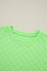 Light Green Checkered Textured Tee and Drawstring Shorts | Arrow Boutique | | Arrow Women's Boutique