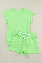 Load image into Gallery viewer, Light Green Checkered Textured Tee and Drawstring Shorts | Arrow Boutique | | Arrow Women&#39;s Boutique