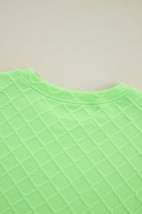 Light Green Checkered Textured Tee and Drawstring Shorts | Arrow Boutique | | Arrow Women's Boutique