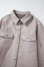 Load image into Gallery viewer, Light Grey Turn Down Collar Flap Pockets Buttoned Shacket | Arrow Boutique | | Arrow Women&#39;s Boutique