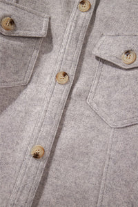 Light Grey Turn Down Collar Flap Pockets Buttoned Shacket | Arrow Boutique | | Arrow Women's Boutique