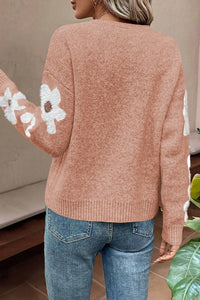 Light Pink Flower Sleeve Drop Shoulder Sweater | Arrow Boutique | | Arrow Women's Boutique