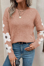 Load image into Gallery viewer, Light Pink Flower Sleeve Drop Shoulder Sweater | Arrow Boutique | Light Pink S 42%Acrylic+30%Polyester+28%Polyamide | Arrow Women&#39;s Boutique