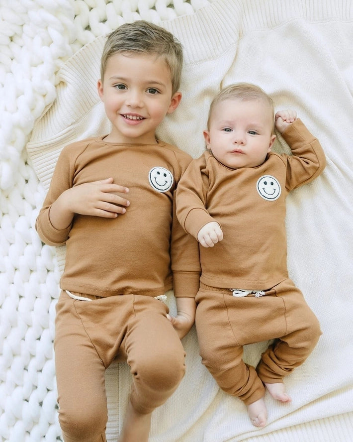 Lounge Set | Smiley Brown | Lucky Panda Kids | | Arrow Women's Boutique