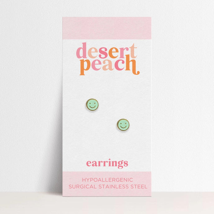 Mint Smiley Stud Earrings | Desert Peach | | Arrow Women's Boutique