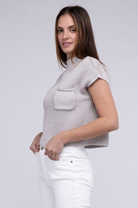 Mock Neck Short Sleeve Cropped Sweater | ZENANA | | Arrow Women's Boutique