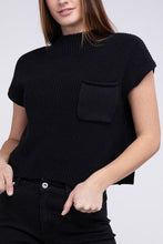 Load image into Gallery viewer, Mock Neck Short Sleeve Cropped Sweater | ZENANA | BLACK S | Arrow Women&#39;s Boutique