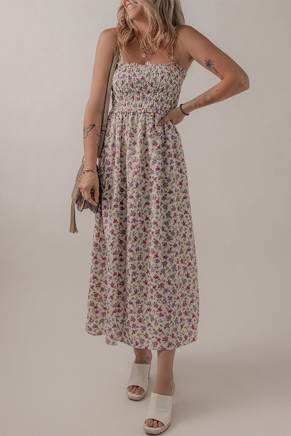 Multicolour Bohemian Ditsy Floral Smocked Fit Flare Sundress Arrow Boutique Multicolour Bohemian Ditsy Floral Smocked Fit Flare Sundress Arrow Boutique