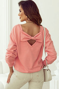 Pale Chestnut Bowknot Dewback Round Neck Sweatshirt | Arrow Boutique | | Arrow Women's Boutique