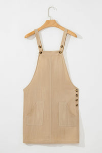 Parchment Side Buttons Sleeveless Overall Mini Dress | Arrow Boutique | | Arrow Women's Boutique