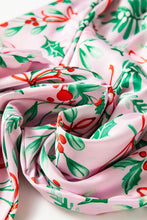 Load image into Gallery viewer, Pink Christmas Berries Plant Print Satin Long Sleeve Pajama Set | Arrow Boutique | | Arrow Women&#39;s Boutique