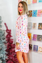 Load image into Gallery viewer, Pink Christmas Twinkle Tree Print Shirt Sleep Dress | Arrow Boutique | | Arrow Women&#39;s Boutique