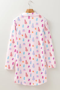 Pink Christmas Twinkle Tree Print Shirt Sleep Dress | Arrow Boutique | | Arrow Women's Boutique