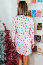 Load image into Gallery viewer, Pink Christmas Twinkle Tree Print Shirt Sleep Dress | Arrow Boutique | | Arrow Women&#39;s Boutique