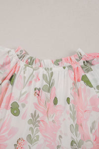 Pink Floral Contrast Edge Layered Short Sleeve Mini Dress | Arrow Boutique | | Arrow Women's Boutique
