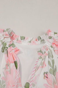 Pink Floral Contrast Edge Layered Short Sleeve Mini Dress | Arrow Boutique | | Arrow Women's Boutique
