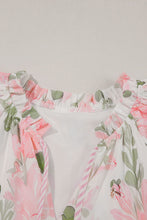 Load image into Gallery viewer, Pink Floral Contrast Edge Layered Short Sleeve Mini Dress | Arrow Boutique | | Arrow Women&#39;s Boutique