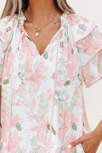 Load image into Gallery viewer, Pink Floral Contrast Edge Layered Short Sleeve Mini Dress | Arrow Boutique | | Arrow Women&#39;s Boutique