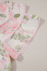 Pink Floral Contrast Edge Layered Short Sleeve Mini Dress | Arrow Boutique | | Arrow Women's Boutique