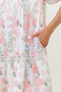 Pink Floral Contrast Edge Layered Short Sleeve Mini Dress | Arrow Boutique | | Arrow Women's Boutique