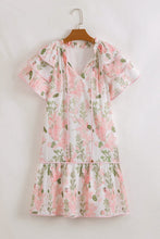 Load image into Gallery viewer, Pink Floral Contrast Edge Layered Short Sleeve Mini Dress | Arrow Boutique | | Arrow Women&#39;s Boutique