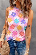 Load image into Gallery viewer, Pink Floral Print Round Neck Sleeveless Top | Arrow Boutique | | Arrow Women&#39;s Boutique