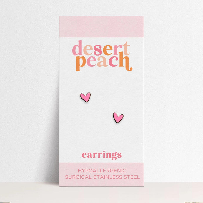 Pink Hearts Stud Earrings | Desert Peach | | Arrow Women's Boutique