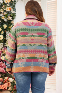 Pink Plus Size Aztec Printed Flap Pocket Shacket | Arrow Boutique | | Arrow Women's Boutique