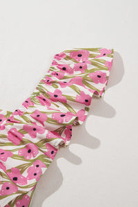 Pink Plus Size Ruffle Trim Square Neck High Waist Floral Maxi Dress | Arrow Boutique | | Arrow Women's Boutique