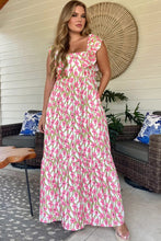 Load image into Gallery viewer, Pink Plus Size Ruffle Trim Square Neck High Waist Floral Maxi Dress | Arrow Boutique | | Arrow Women&#39;s Boutique