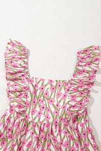 Pink Plus Size Ruffle Trim Square Neck High Waist Floral Maxi Dress | Arrow Boutique | | Arrow Women's Boutique