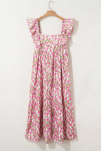 Load image into Gallery viewer, Pink Plus Size Ruffle Trim Square Neck High Waist Floral Maxi Dress | Arrow Boutique | | Arrow Women&#39;s Boutique