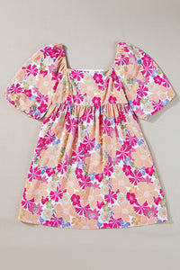 Rose Summer Floral Square Neck Puff Sleeve Babydoll Dress | Arrow Boutique | | Arrow Women's Boutique