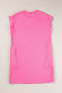 Sachet Pink Textured Cap Sleeve T Shirt Dress | Arrow Boutique | | Arrow Women's Boutique