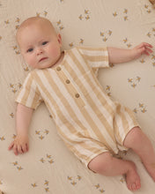 Load image into Gallery viewer, Short Sleeve Woven Romper Summer Stripe Quincy Mae | Quincy Mae | | Arrow Women's Boutique