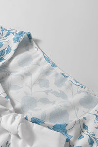 Sky Blue Floral Contrast Bow Puff Sleeve Mini Dress | Arrow Boutique | | Arrow Women's Boutique