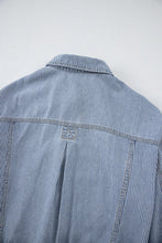 Load image into Gallery viewer, Sky Blue Stripe Washed Oversize Pocketed Denim Jacket | Arrow Boutique | | Arrow Women's Boutique