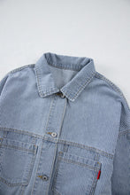 Load image into Gallery viewer, Sky Blue Stripe Washed Oversize Pocketed Denim Jacket | Arrow Boutique | | Arrow Women's Boutique