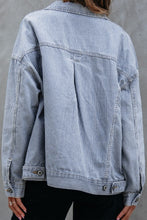 Load image into Gallery viewer, Sky Blue Stripe Washed Oversize Pocketed Denim Jacket | Arrow Boutique | | Arrow Women's Boutique