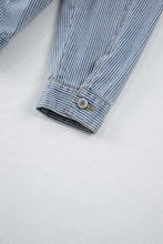 Load image into Gallery viewer, Sky Blue Stripe Washed Oversize Pocketed Denim Jacket | Arrow Boutique | | Arrow Women's Boutique