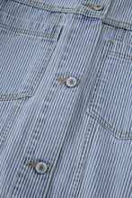 Load image into Gallery viewer, Sky Blue Stripe Washed Oversize Pocketed Denim Jacket | Arrow Boutique | | Arrow Women's Boutique