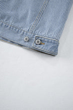 Load image into Gallery viewer, Sky Blue Stripe Washed Oversize Pocketed Denim Jacket | Arrow Boutique | | Arrow Women's Boutique