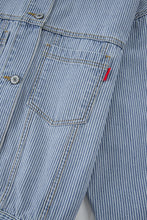 Load image into Gallery viewer, Sky Blue Stripe Washed Oversize Pocketed Denim Jacket | Arrow Boutique | | Arrow Women's Boutique