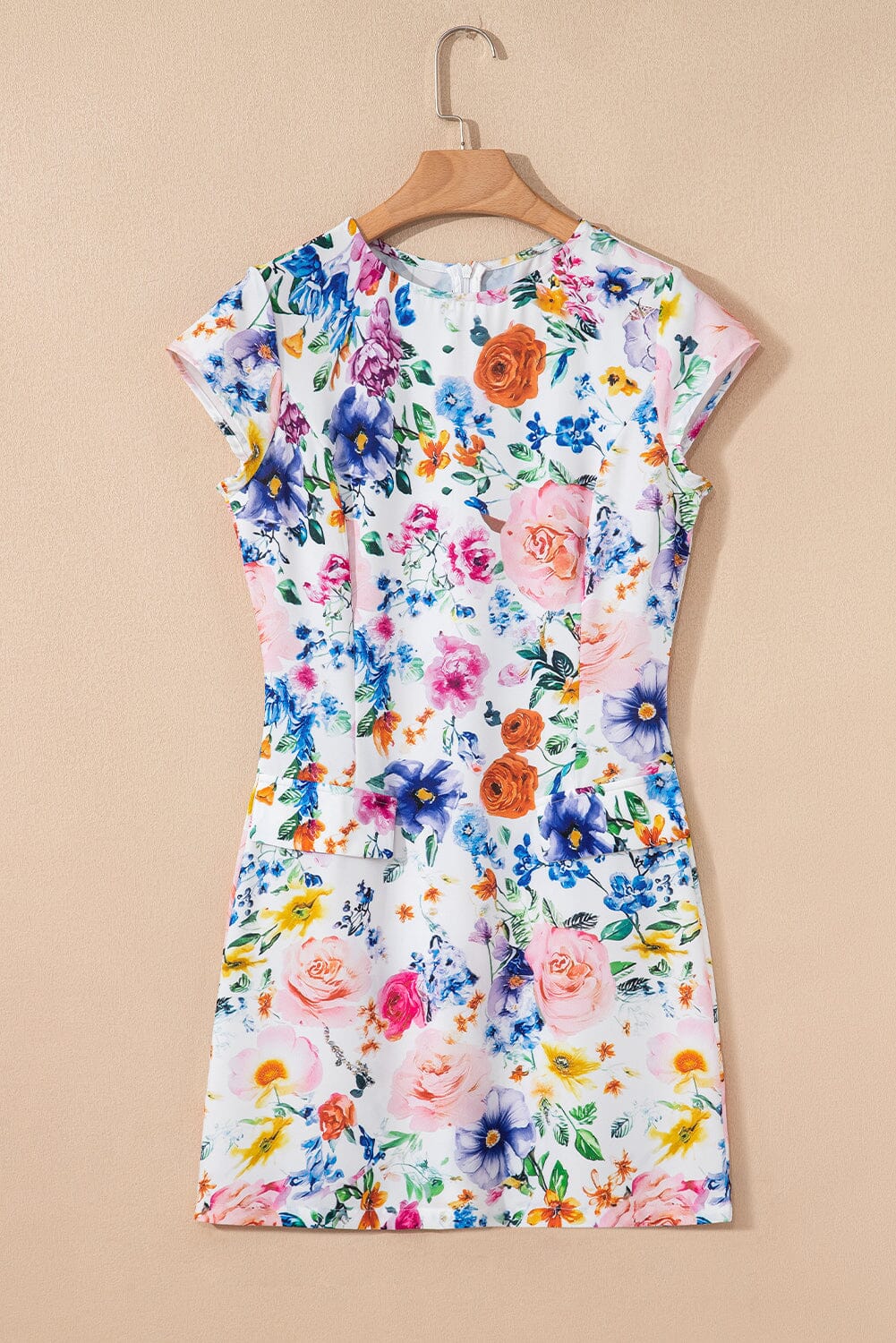blue floral cap sleeve dress Sky Blue Floral Embroidered Mini Dress - All Dresses